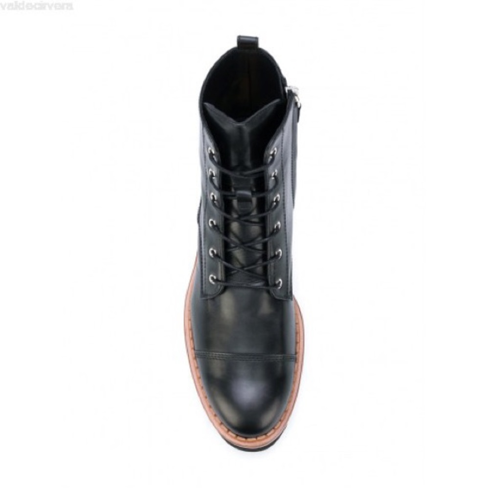 TOD’S black leather ankle lace up boots platform - Picture 7 of 8